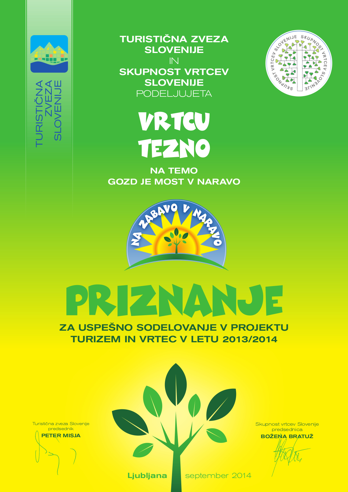 Priznanje turizem in vrtec 1